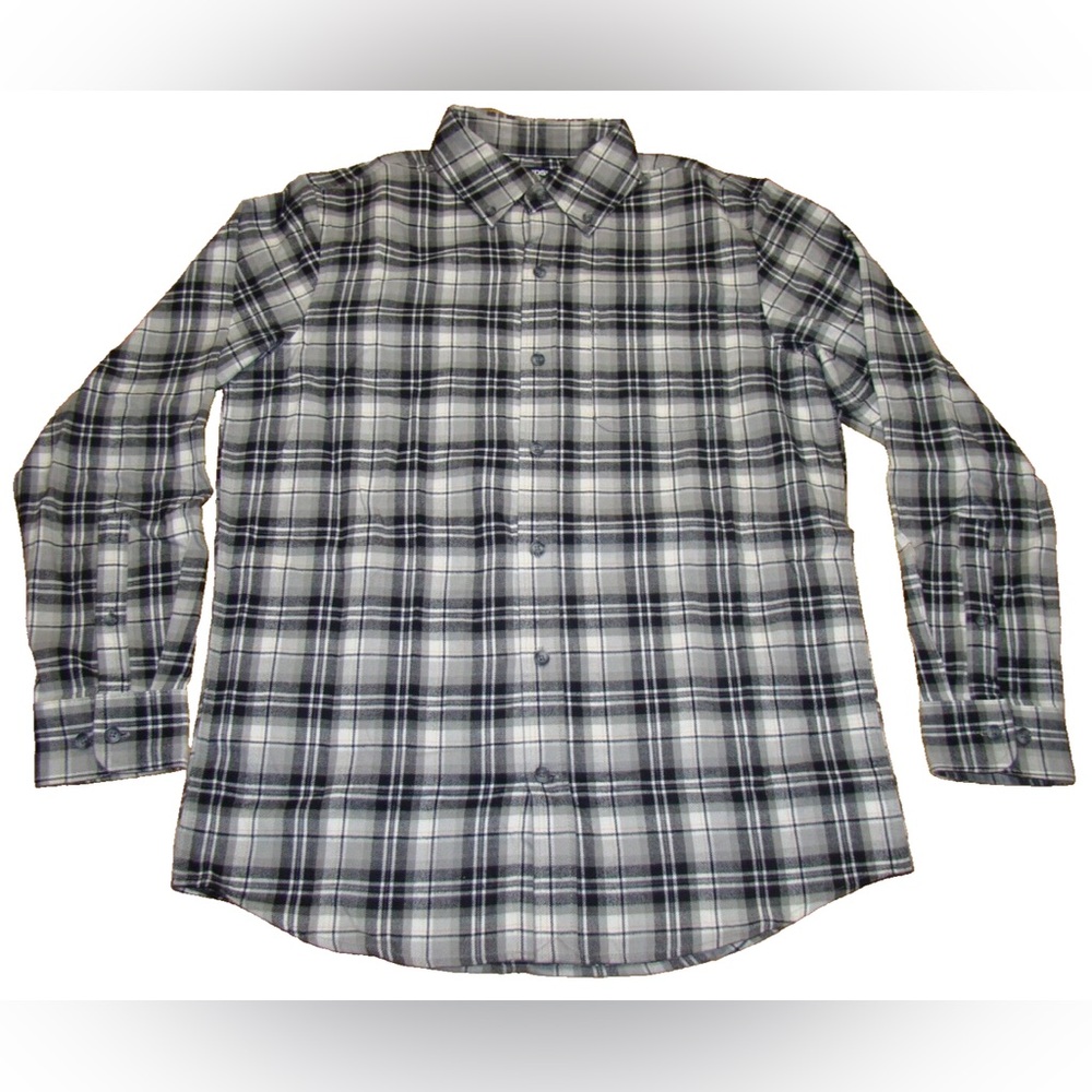 Land’s End | Black and Gray Plaid Button-Down Shirt